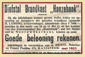 Lees meer over het artikel 1921-1926 De Bloembollendiefstal en Inbraak bij de Hanzebank